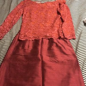 Lace top n raw silk skirt